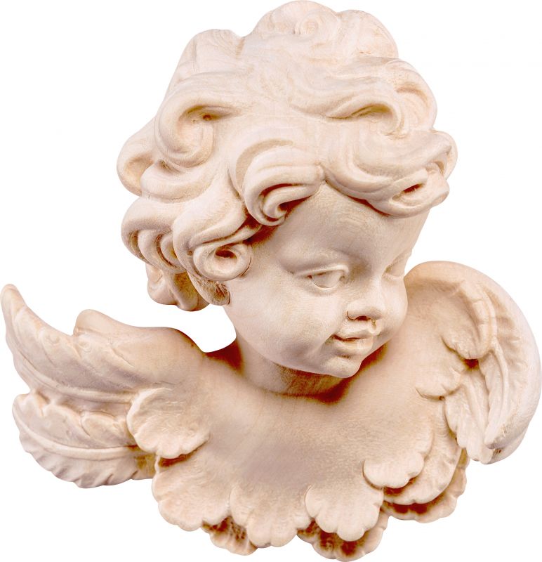 testina d'angelo sx - demetz - deur - statua in legno dipinta a mano. altezza pari a 9 cm.