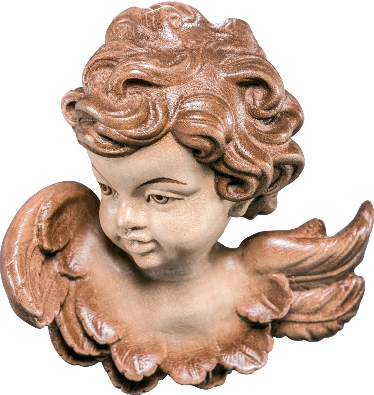 testina d'angelo dx - demetz - deur - statua in legno dipinta a mano. altezza pari a 18 cm.