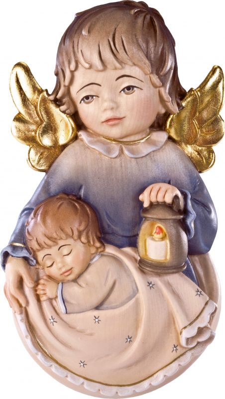 Angelo custode pensile con bambino - demetz deur statua in legno dipinta a  mano altezza pari 10 cm Angeli