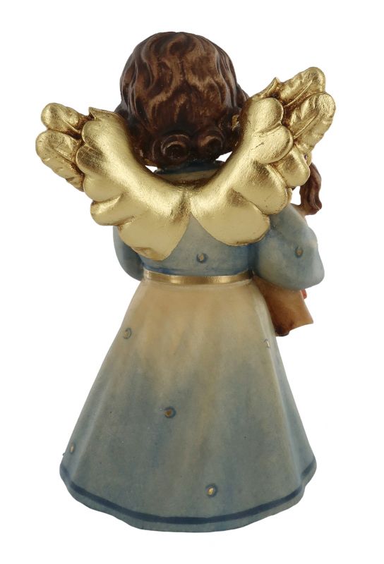 statuina dell'angioletto con bambola, linea da 14 cm, in legno dipinto a mano, collezione angeli sissi - demetz deur