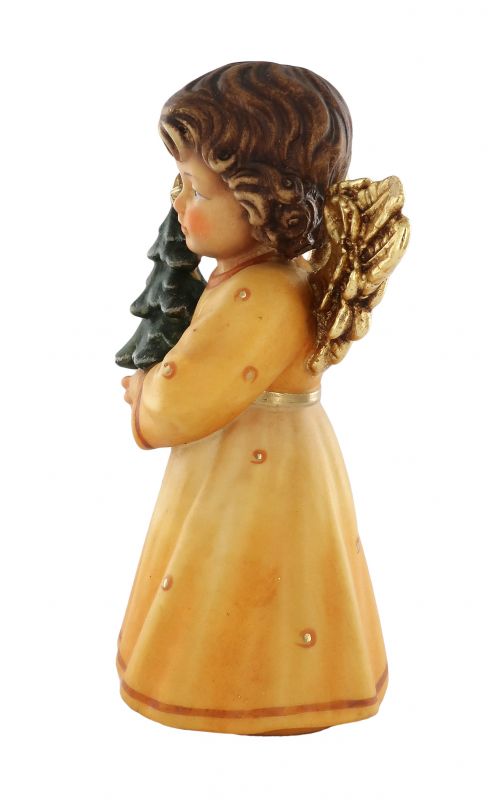 statuina dell'angioletto con alberello di natale, linea da 14 cm, in legno dipinto a mano, collezione angeli sissi - demetz deur