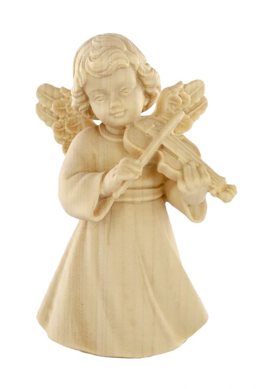 statuina dell'angioletto con violino, linea da 10 cm, in legno naturale, collezione angeli sissi - demetz deur