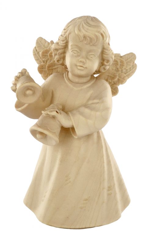 statuina dell'angioletto con campanelline, linea da 14 cm, in legno naturale, collezione angeli sissi - demetz deur