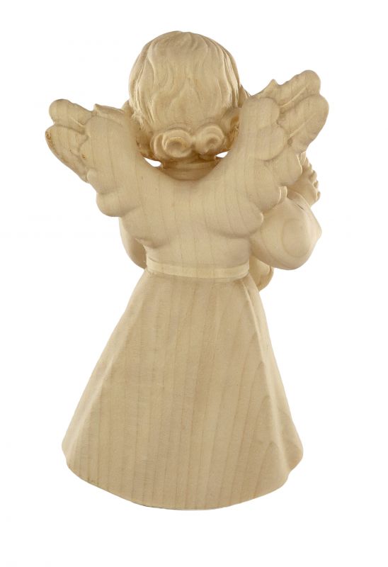 statuina dell'angioletto con campanelline, linea da 14 cm, in legno naturale, collezione angeli sissi - demetz deur