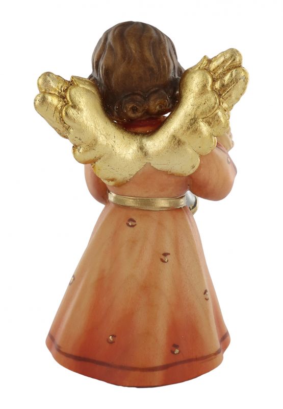 statuina dell'angioletto con campanelle, linea da 10 cm, in legno dipinto a mano, collezione angeli sissi - demetz deur