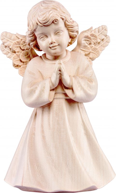 statua dell'angioletto che prega, linea da 28 cm, in legno naturale, collezione angeli sissi - demetz deur