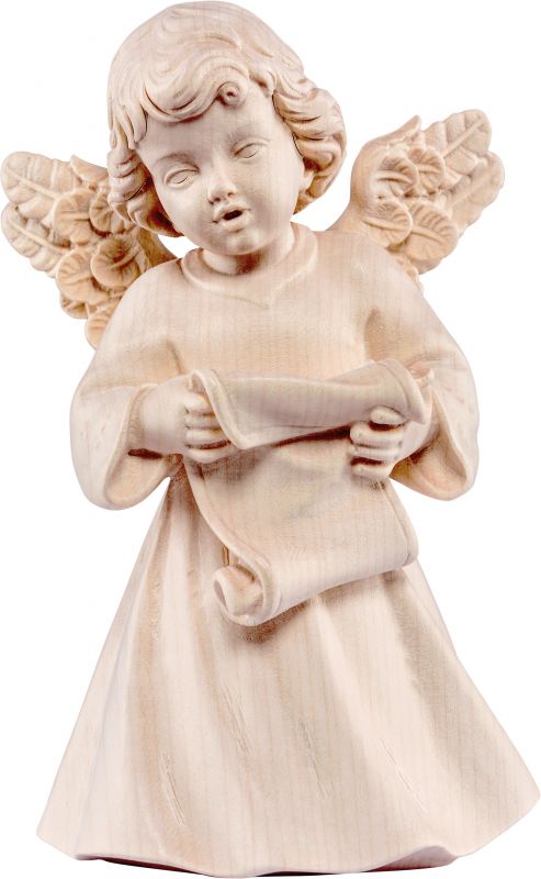 statuina dell'angioletto che canta, linea da 7 cm, in legno naturale, collezione angeli sissi - demetz deur