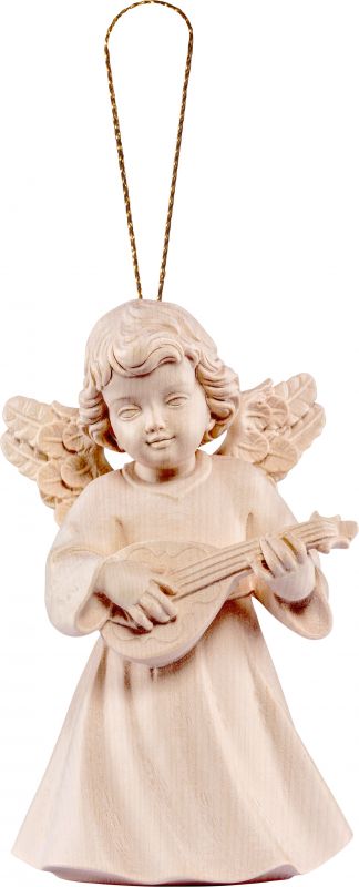 angelo sissi con mandolino da appendere - demetz - deur - statua in legno dipinta a mano. altezza pari a 5 cm.