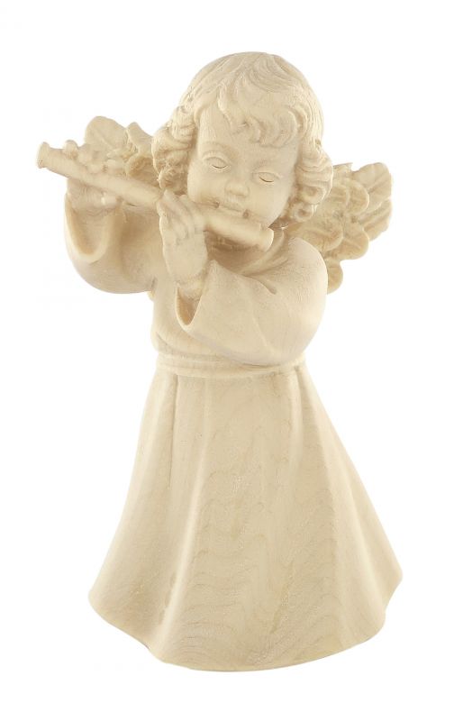 statuina dell'angioletto con flauto traverso, linea da 10 cm, in legno naturale, collezione angeli sissi - demetz deur