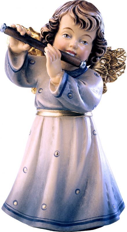 statuina dell'angioletto con flauto traverso, linea da 20 cm, in legno dipinto a mano, collezione angeli sissi - demetz deur