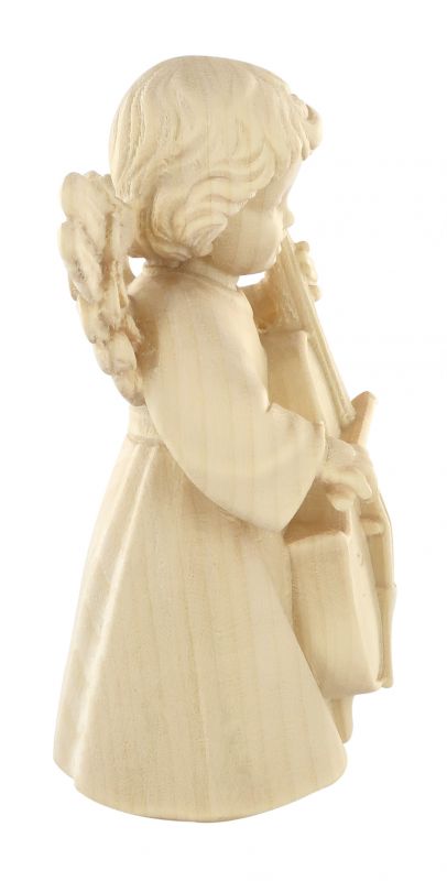 statuina dell'angioletto con violoncello, linea da 10 cm, in legno naturale, collezione angeli sissi - demetz deur