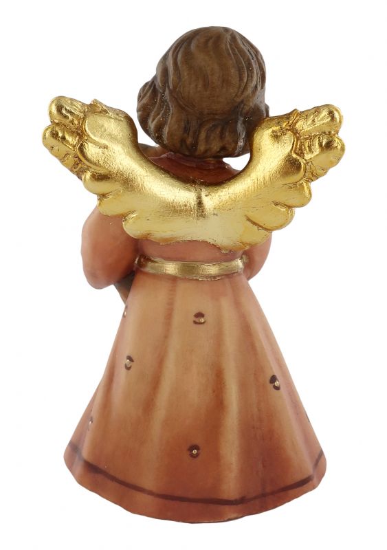 statuina dell'angioletto con orsacchiotto, linea da 10 cm, in legno dipinto a mano, collezione angeli sissi - demetz deur