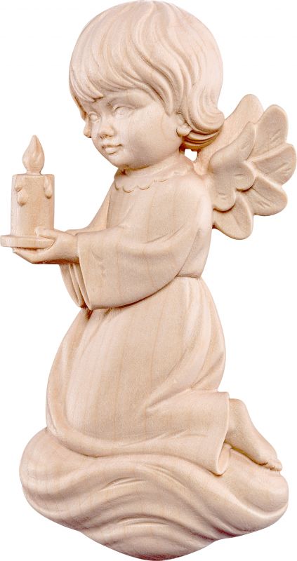 angelo pitti con candela - demetz - deur - statua in legno dipinta a mano. altezza pari a 24 cm.