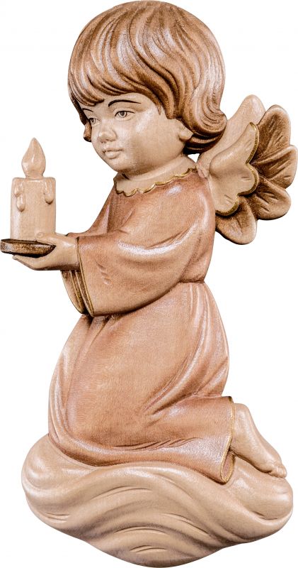 angelo pitti con candela - demetz - deur - statua in legno dipinta a mano. altezza pari a 17 cm.