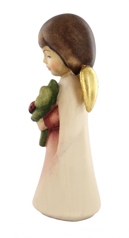 statuina dell'angioletto con quadrifoglio, linea da 11 cm, in legno dipinto a mano, collezione angeli sognatori - demetz deur