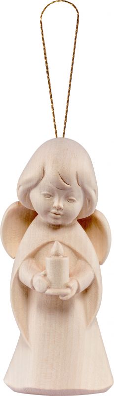 angelo sognatore con candela da appendere - demetz - deur - statua in legno dipinta a mano. altezza pari a 5 cm.