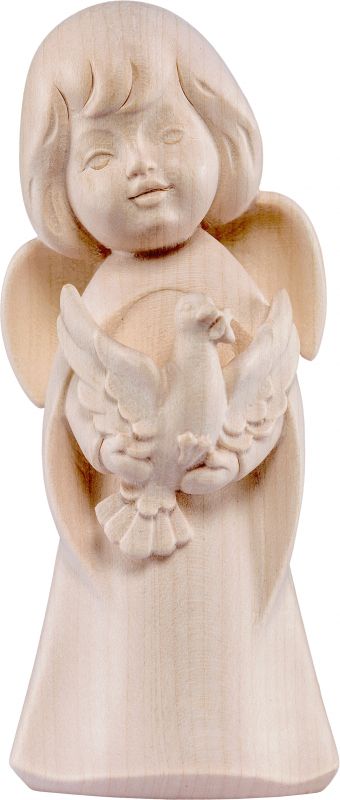 angelo sognatore con colomba - demetz - deur - statua in legno dipinta a mano. altezza pari a 16 cm.