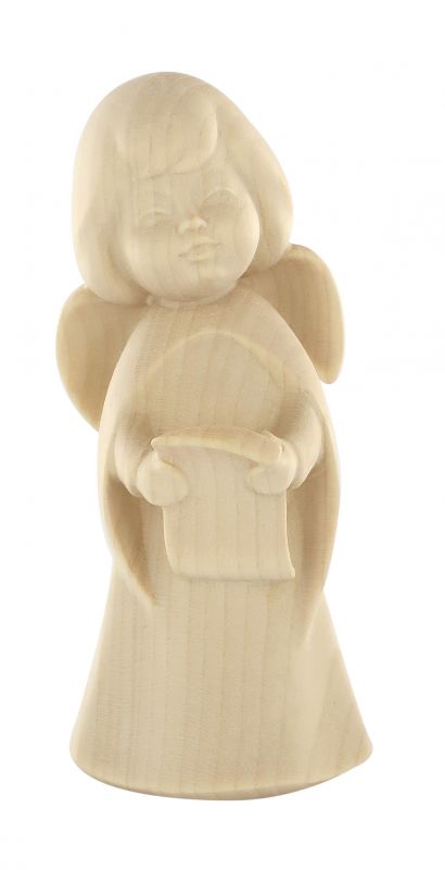 statuina dell'angioletto che canta, linea da 11 cm, in legno naturale, collezione angeli sognatori - demetz deur