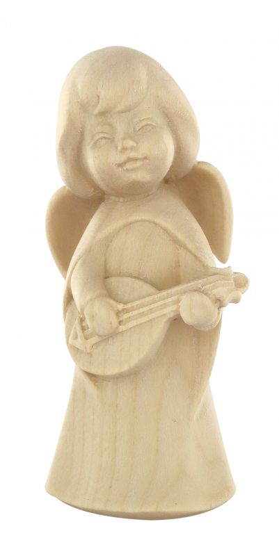 statuina dell'angioletto con mandolino, linea da 8 cm, in legno naturale, collezione angeli sognatori - demetz deur