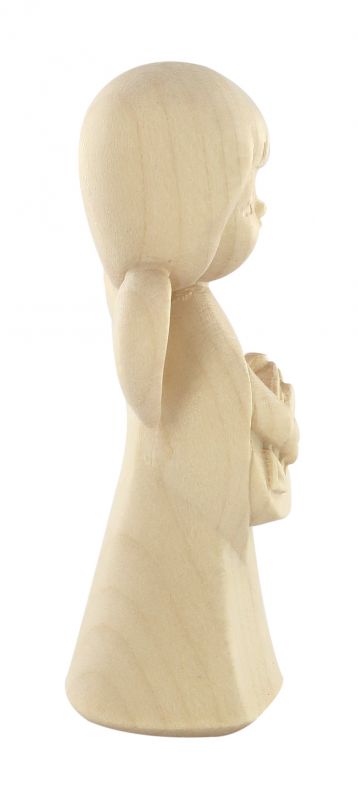 statuina dell'angioletto con mandolino, linea da 8 cm, in legno naturale, collezione angeli sognatori - demetz deur