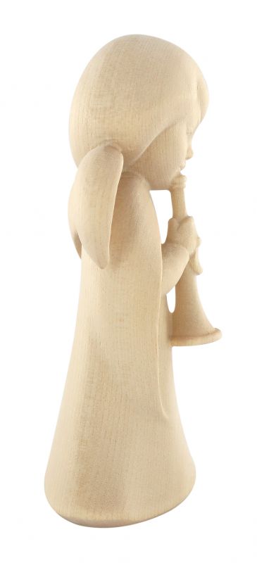 statuina dell'angioletto con flauto, linea da 11 cm, in legno naturale, collezione angeli sognatori - demetz deur