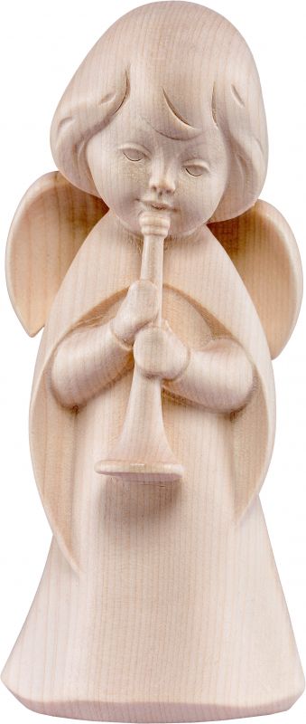 angelo sognatore con tromba - demetz - deur - statua in legno dipinta a mano. altezza pari a 9 cm.