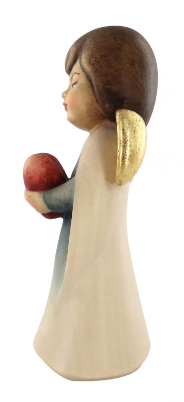 statuina dell'angioletto con cuore, linea da 8 cm, in legno dipinto a mano, collezione angeli sognatori - demetz deur
