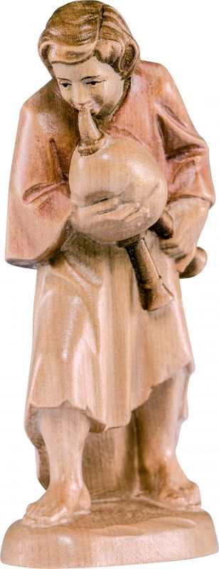 pastore con cornamusa b.k. - demetz - deur - statua in legno dipinta a mano. altezza pari a 9 cm.