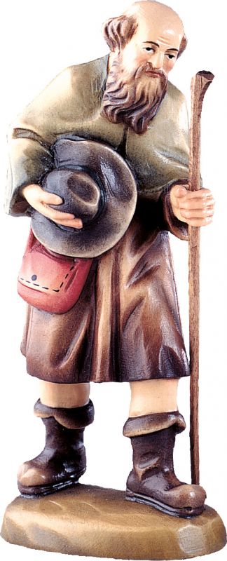 pastore con bastone b.k. - demetz - deur - statua in legno dipinta a mano. altezza pari a 7 cm.