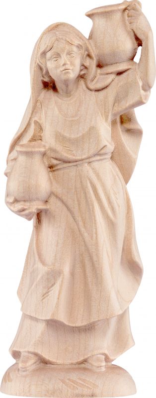 pastorella con brocca b.k. - demetz - deur - statua in legno dipinta a mano. altezza pari a 18 cm.