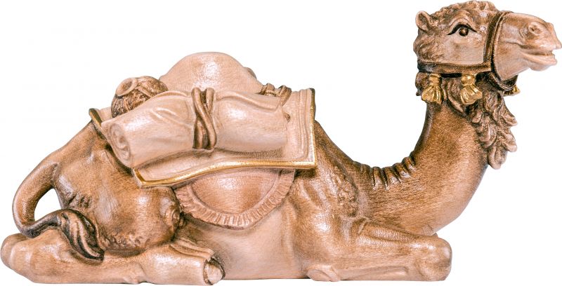cammello sdraiato b.k. - demetz - deur - statua in legno dipinta a mano. altezza pari a 12 cm.
