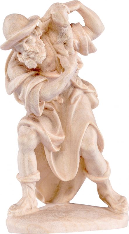 pastore con pecora d.k. - demetz - deur - statua in legno dipinta a mano. altezza pari a 60 cm.