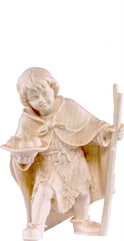 bimbo con frutta d.k. - demetz - deur - statua in legno dipinta a mano. altezza pari a 20 cm.