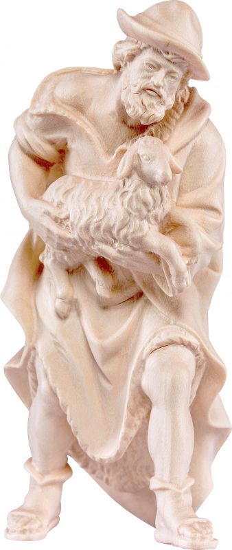 pastore con pecora h.k. - demetz - deur - statua in legno dipinta a mano. altezza pari a 15 cm.
