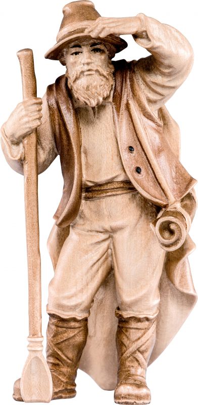 pastore con pala h.k. - demetz - deur - statua in legno dipinta a mano. altezza pari a 18 cm.