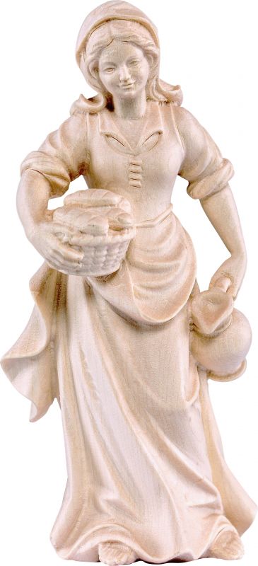 pastorella con brocca h.k. - demetz - deur - statua in legno dipinta a mano. altezza pari a 18 cm.