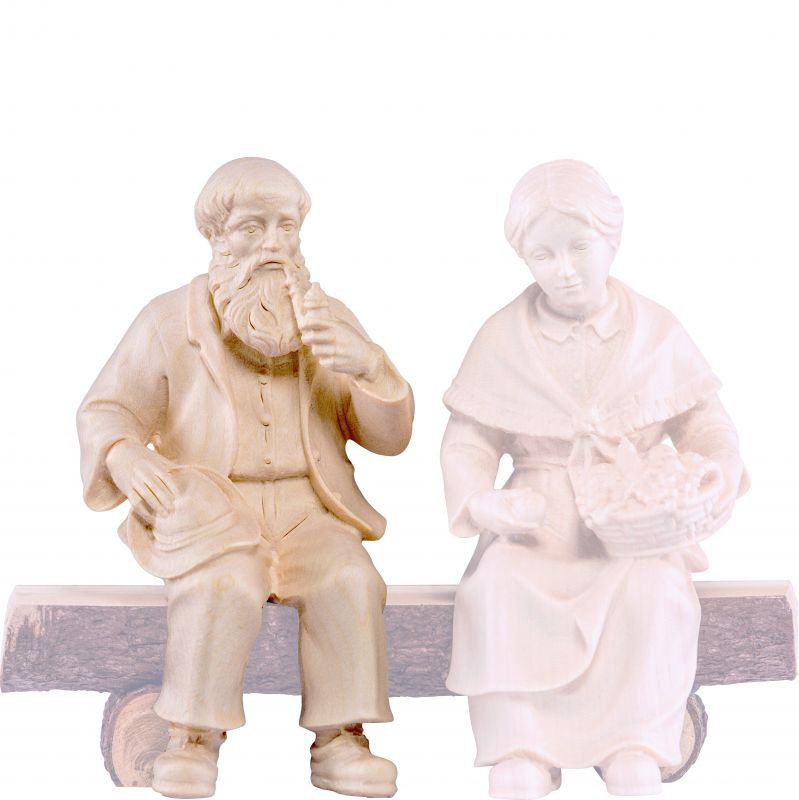 nonno seduto h.k. - demetz - deur - statua in legno dipinta a mano. altezza pari a 42 cm.