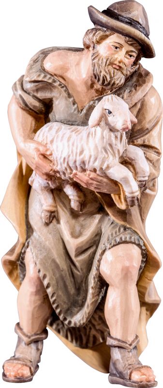 Pastore con pecora r k - demetz deur statua in legno dipinta a mano altezza  pari 15 cm Presepe scolpito Val Gardena
