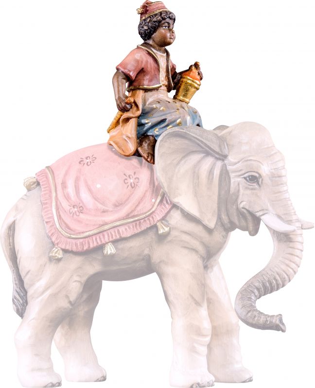 conducente d'elefante r.k. - demetz - deur - statua in legno dipinta a mano. altezza pari a 15 cm.