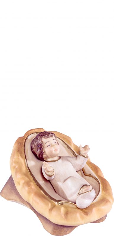 gesù bambino con culla artis - demetz - deur - statua in legno dipinta a mano. altezza pari a 30 cm.