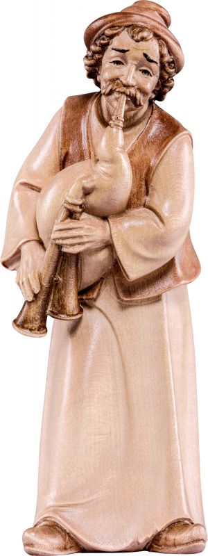 pastore con cornamusa artis - demetz - deur - statua in legno dipinta a mano. altezza pari a 15 cm.