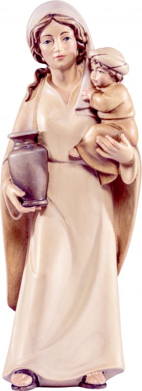 pastorella con bambino artis - demetz - deur - statua in legno dipinta a mano. altezza pari a 15 cm.