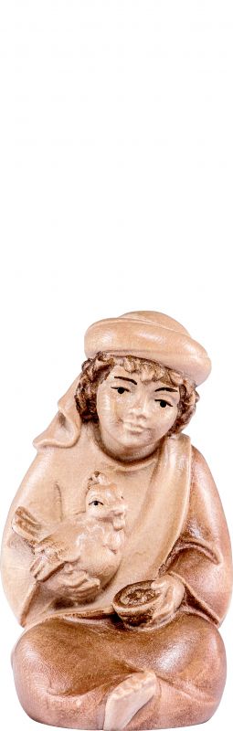 fanciullo seduto artis - demetz - deur - statua in legno dipinta a mano. altezza pari a 20 cm.