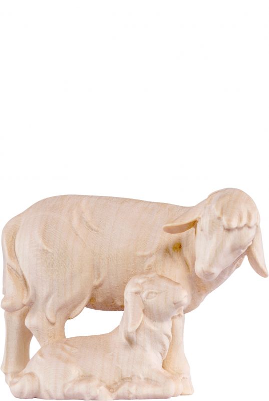 pecora con agnello artis - demetz - deur - statua in legno dipinta a mano. altezza pari a 30 cm.
