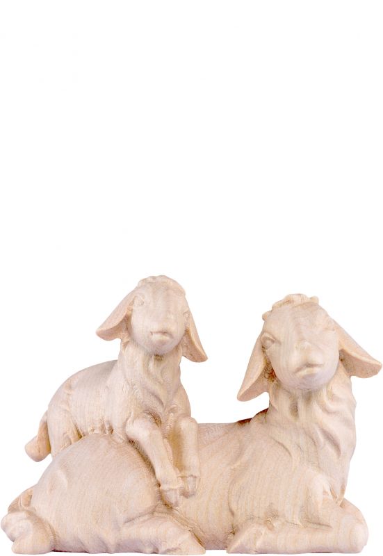pecora sdraiata con agnello artis - demetz - deur - statua in legno dipinta a mano. altezza pari a 10 cm.