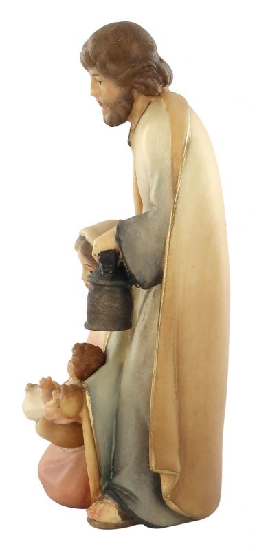 statuina natività: gesù, giuseppe e maria, linea da 10 cm, in legno dipinto con colori a olio, serie noèl - demetz deur