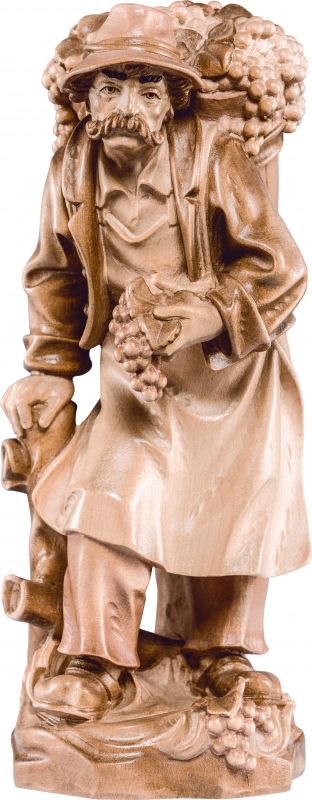 vendemmiatore - demetz - deur - statua in legno dipinta a mano. altezza pari a 25 cm.