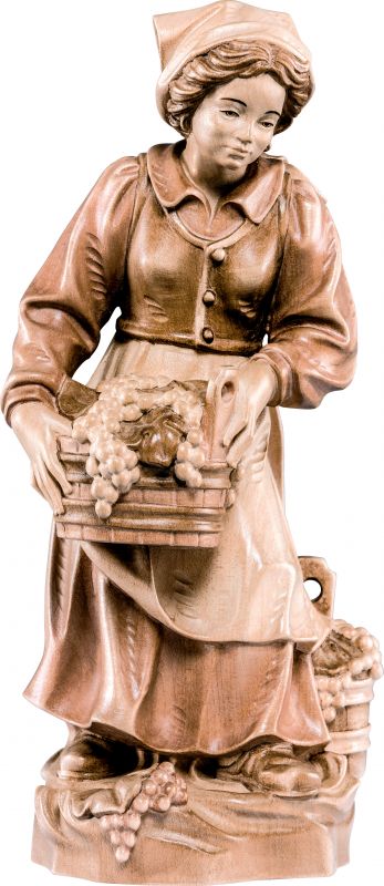 vendemmiatrice - demetz - deur - statua in legno dipinta a mano. altezza pari a 15 cm.