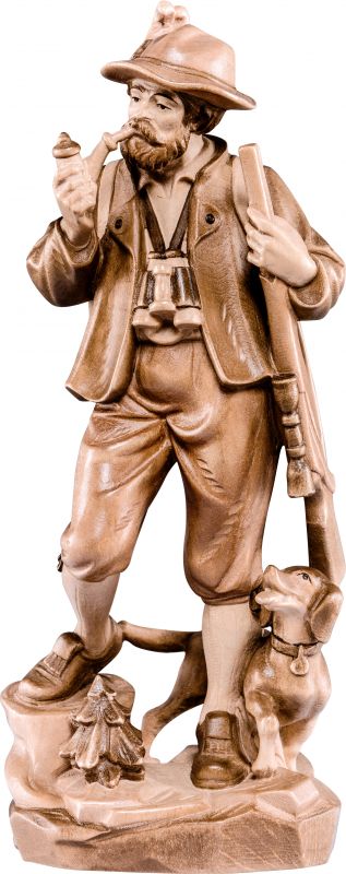 cacciatore - demetz - deur - statua in legno dipinta a mano. altezza pari a 30 cm.