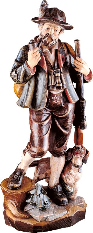 cacciatore - demetz - deur - statua in legno dipinta a mano. altezza pari a 70 cm.